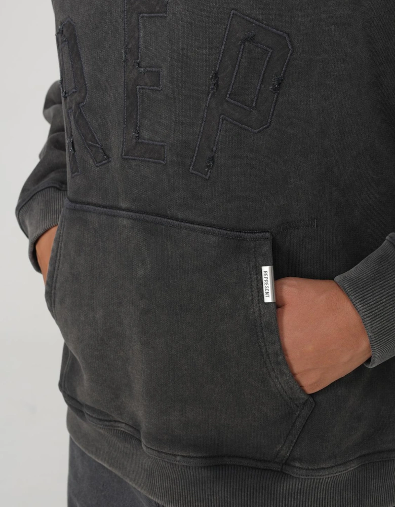 Oversized Hoodie Vintage Black Embroidery