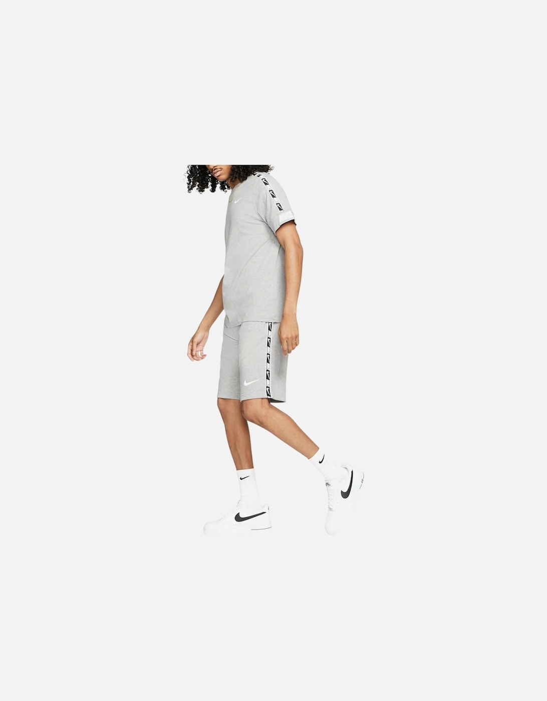 Nike Men's Nike Tracksuit Mens T Shirts Tape Shorts Set NSW Repeat Terry Shorts Cotton Tee - Grey