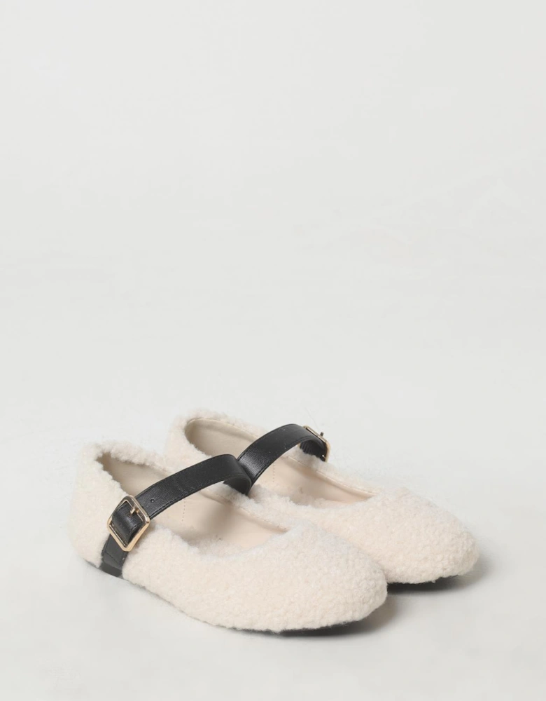 Shearling Mary Jane Flats Buckle Strap