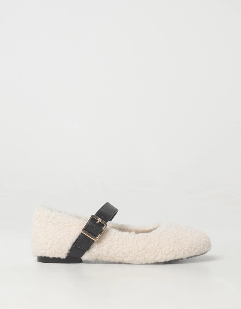 Shearling Mary Jane Flats Buckle Strap