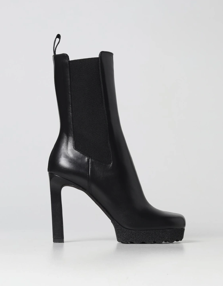 Leather Ankle Boots Platform Heels