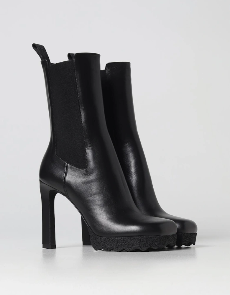Leather Ankle Boots Platform Heels