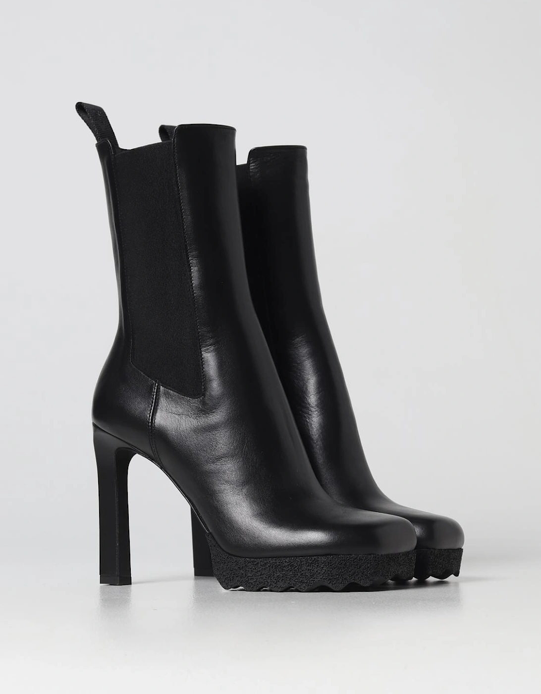 Leather Ankle Boots Platform Heels