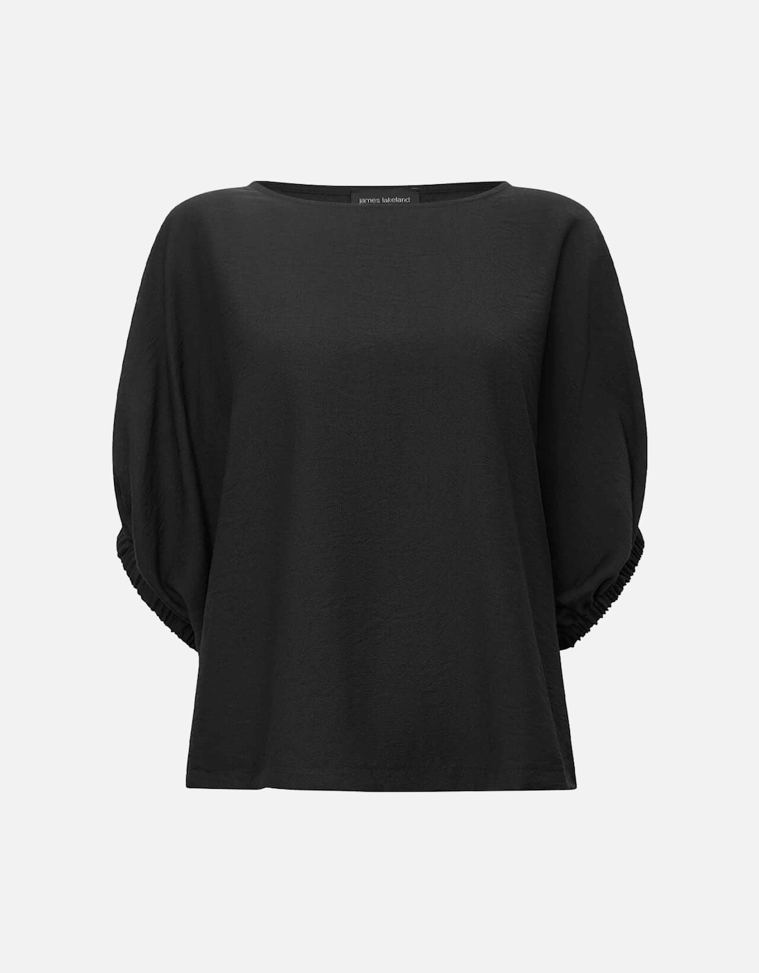 Black Gathered Sleeve Blouse