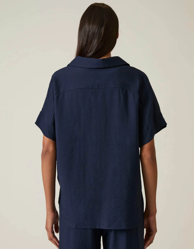 Button-down Navy Top