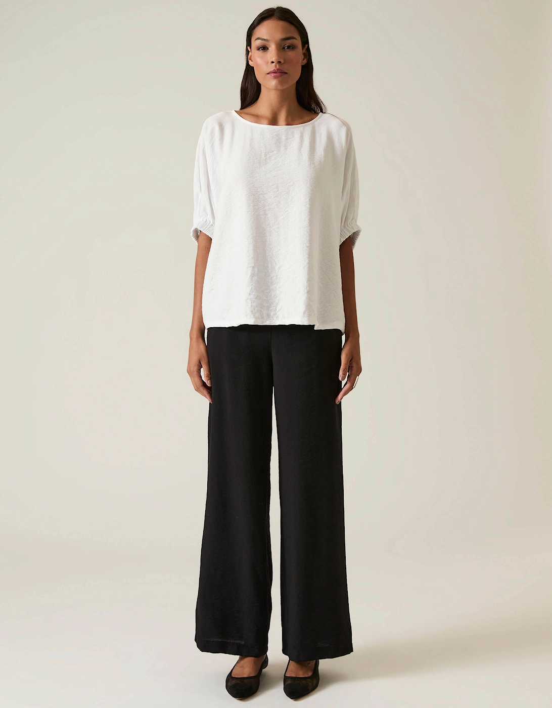 White Gathered Sleeve Blouse, 7 of 6