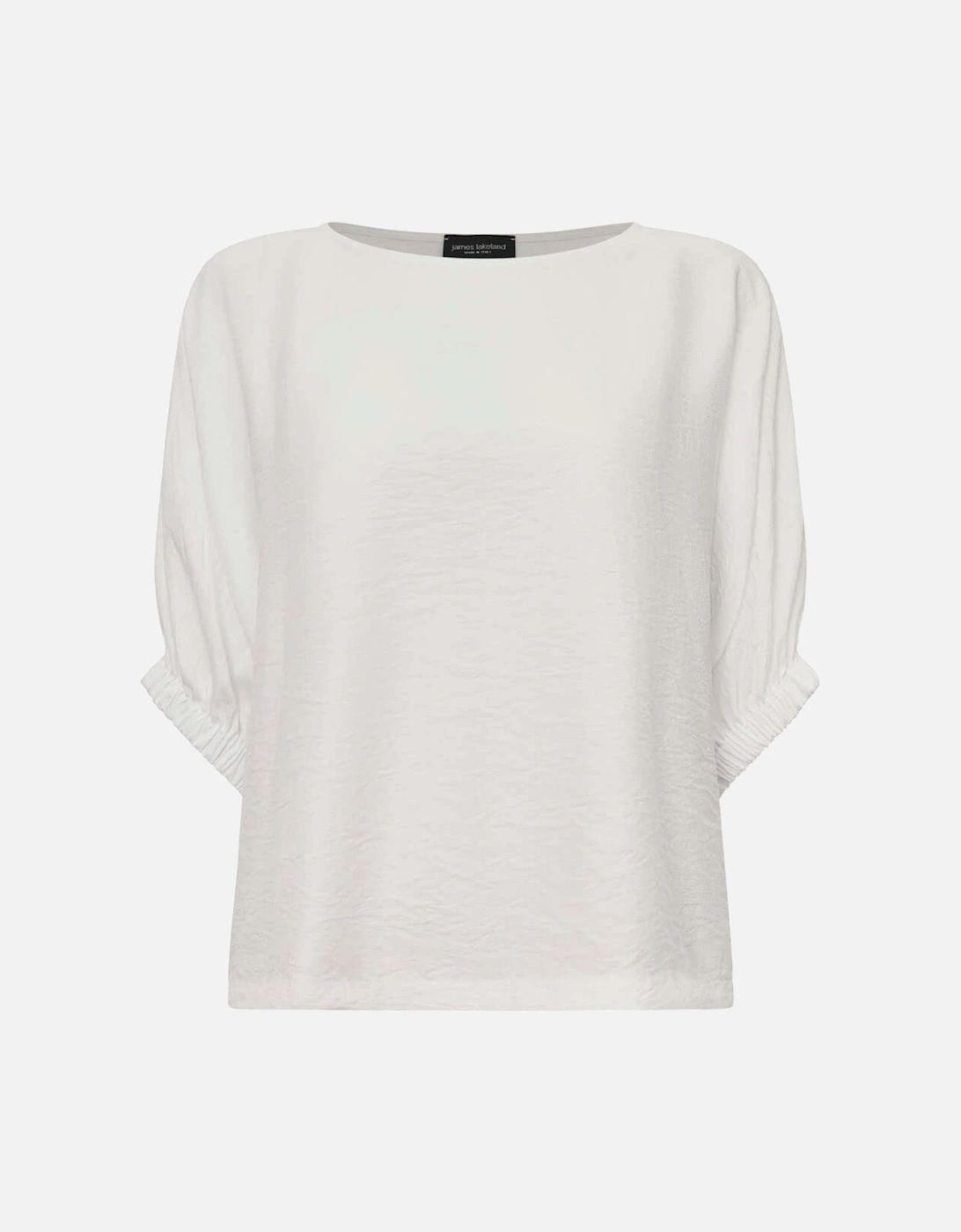 White Gathered Sleeve Blouse