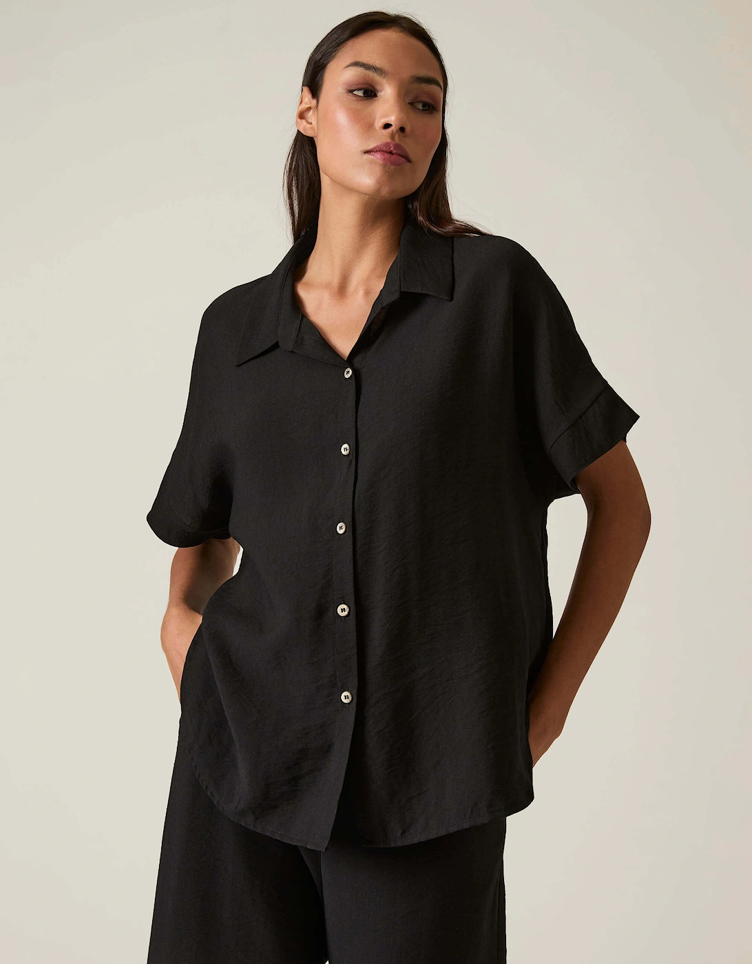 Button-down Black Top