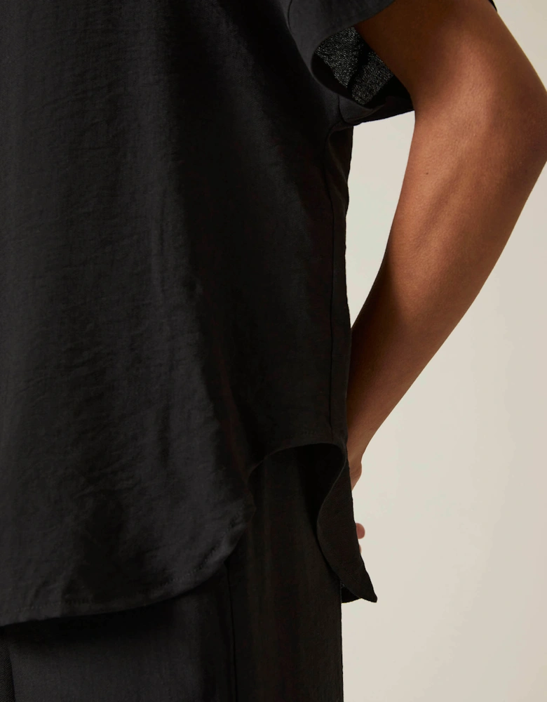 Button-down Black Top
