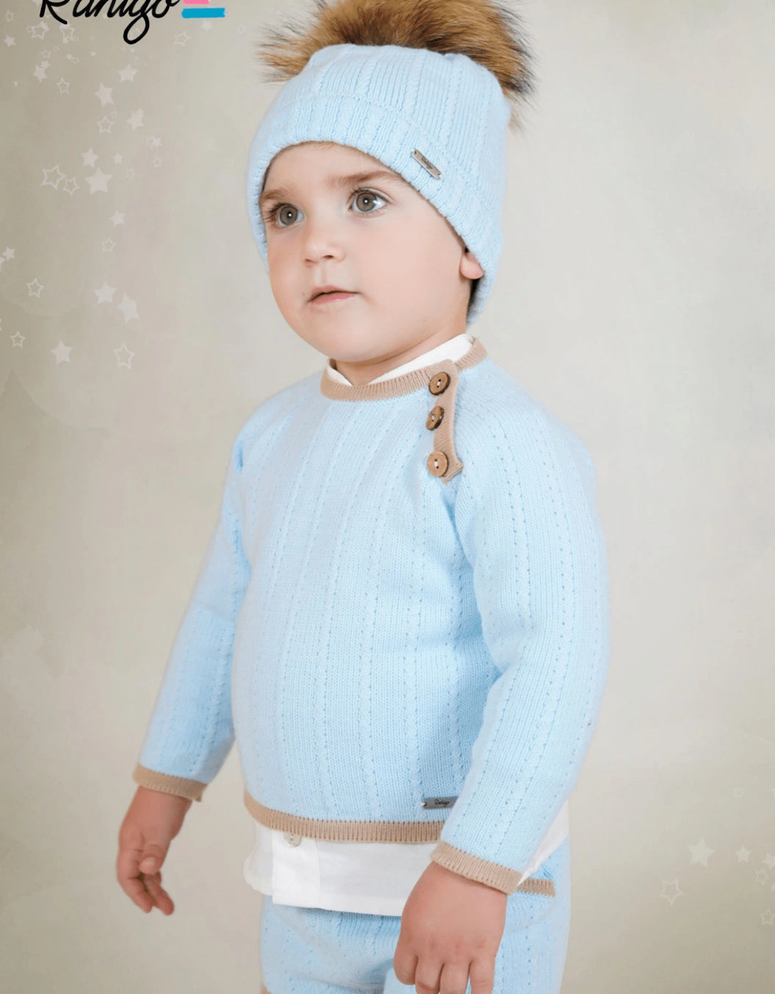 Boys Pale Blue and Camel Knit Short Set