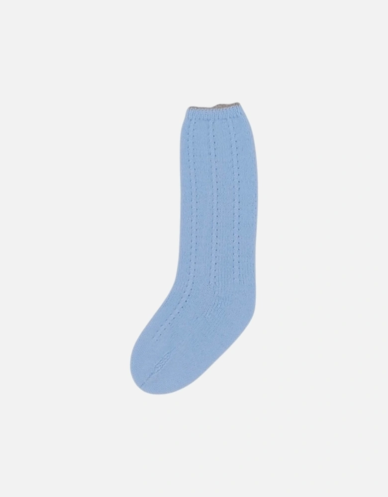 Boys Pale Blue and Camel Knit Socks