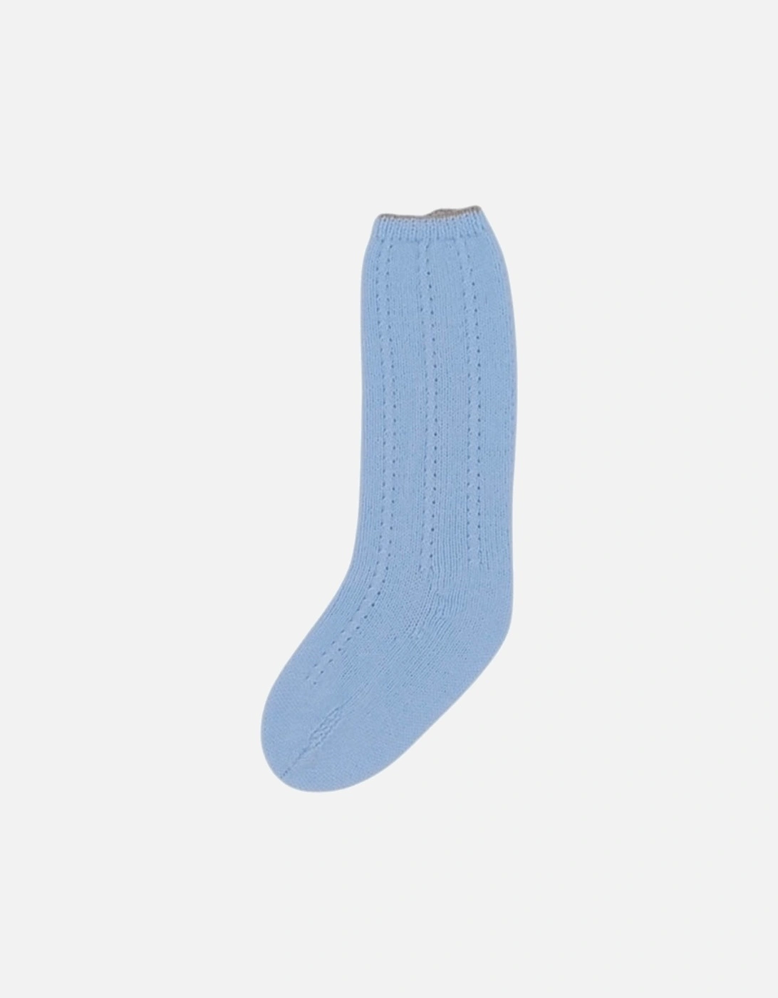 Boys Pale Blue and Camel Knit Socks, 4 of 3