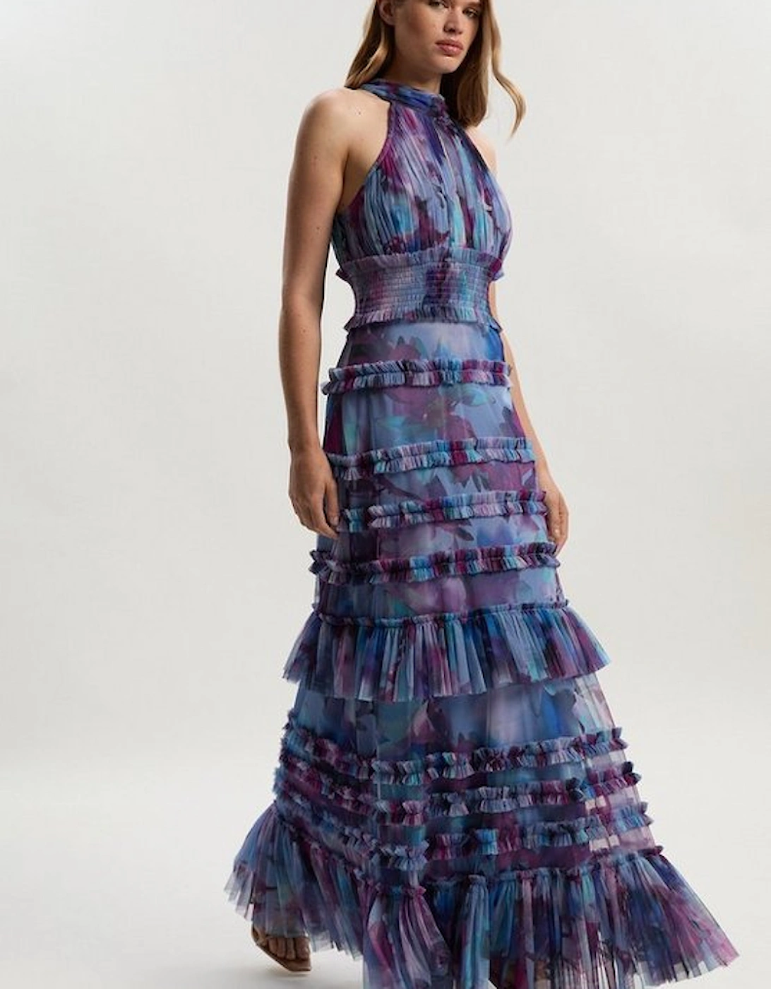 Tulle Layered Halter Neck Maxi Dress, 2 of 1