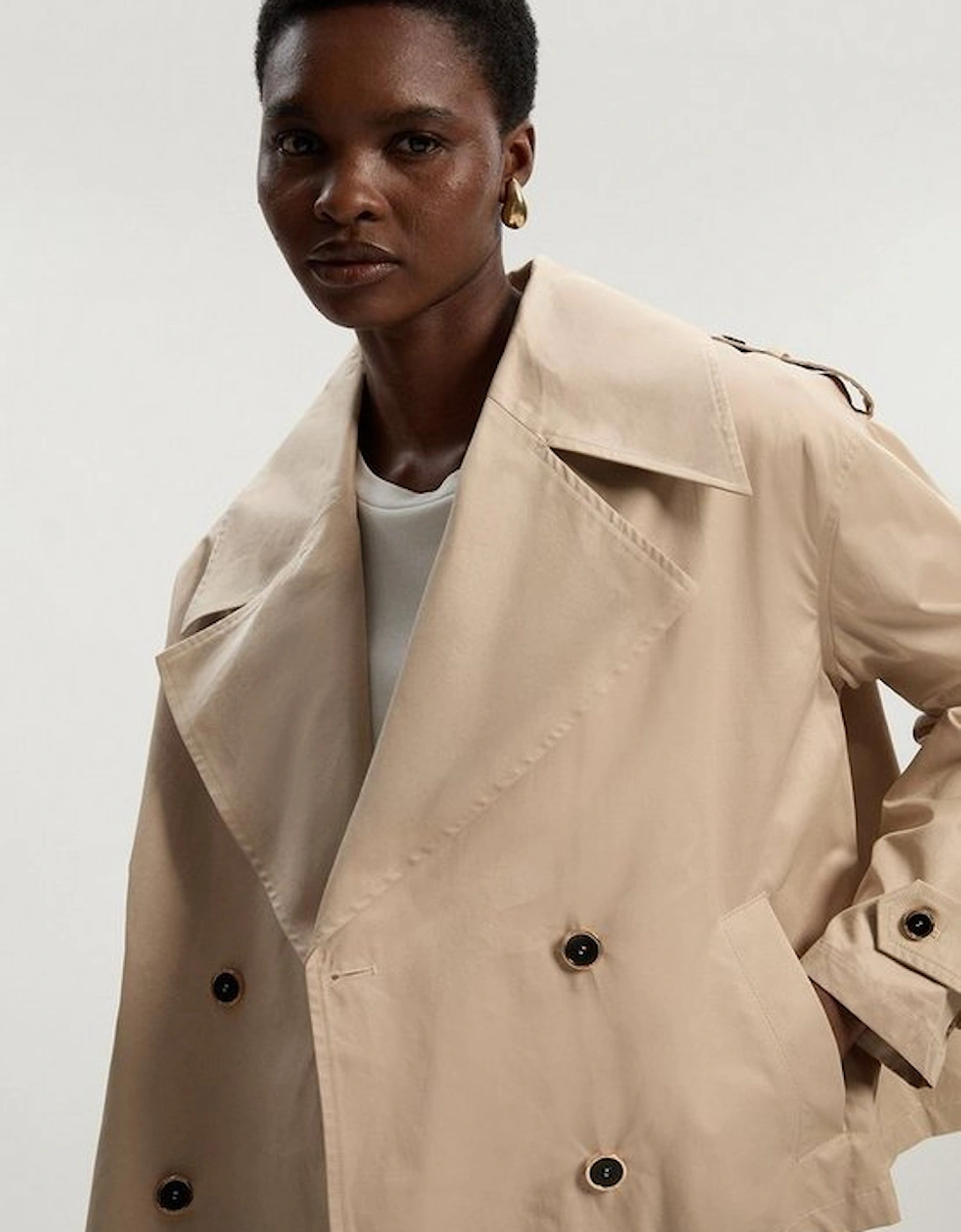 Cotton Relaxed Short Trench Coat, 2 of 1