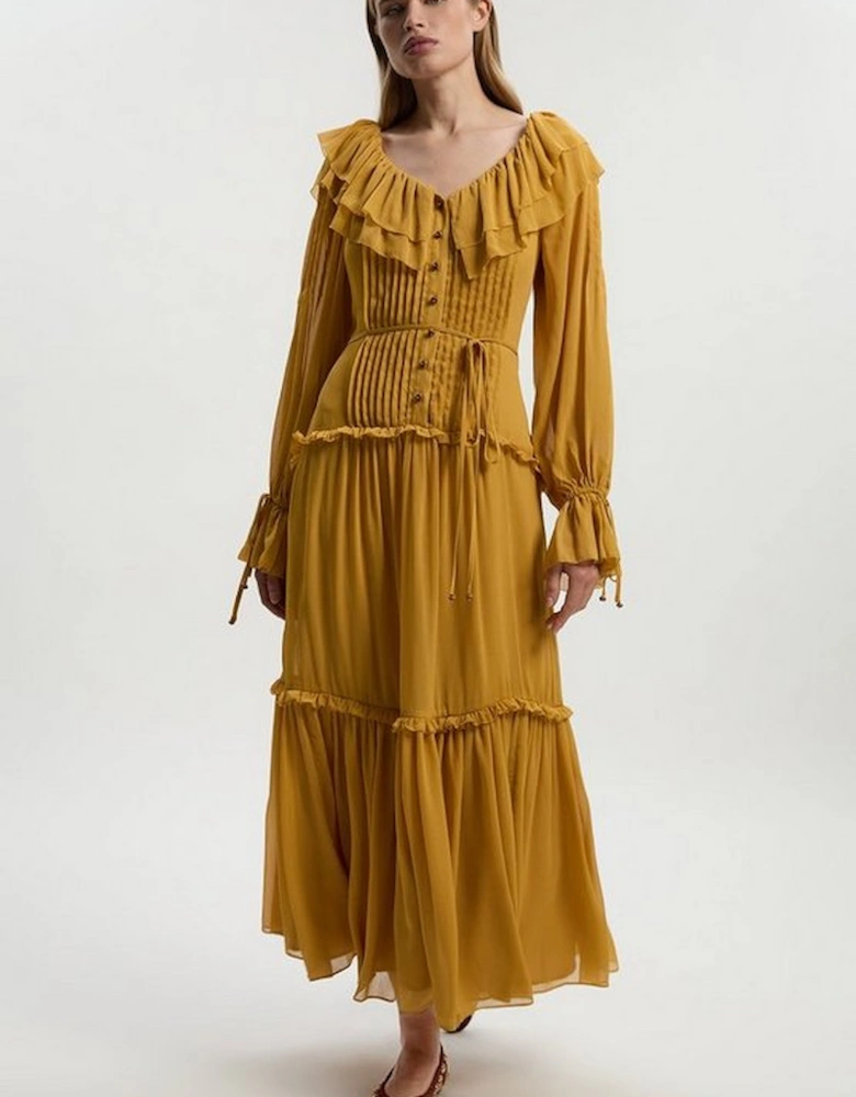 Georgette Ruffle Woven Maxi Dress