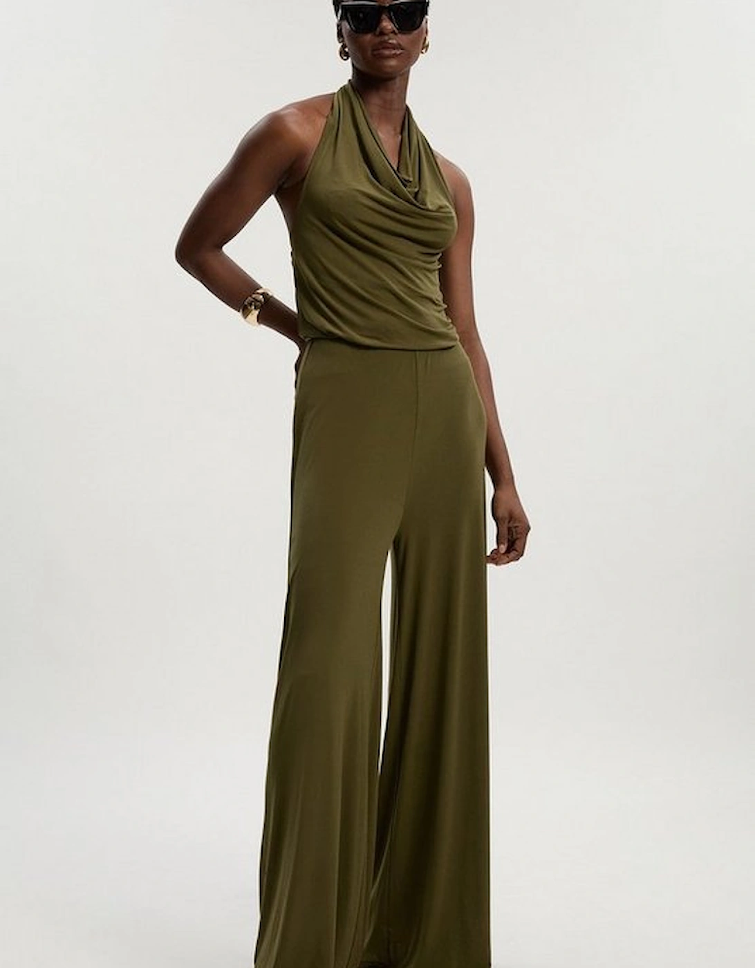 Halter Neck Jersey Crepe Jumpsuit, 2 of 1
