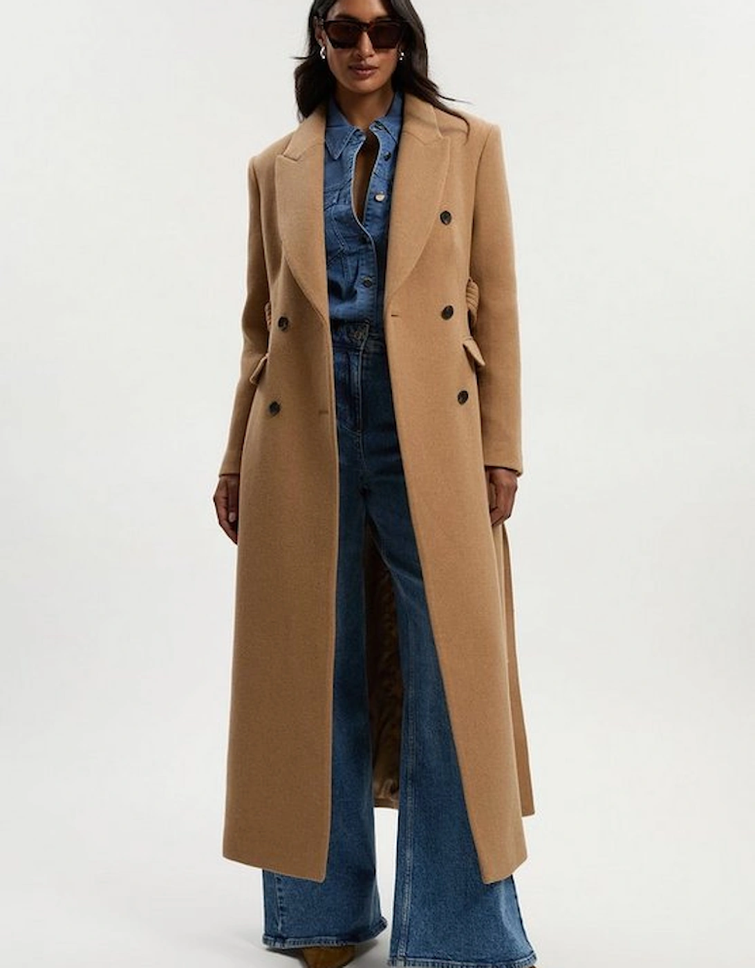 Wool Double Breasted Belted Tailored Maxi Coat, 2 of 1