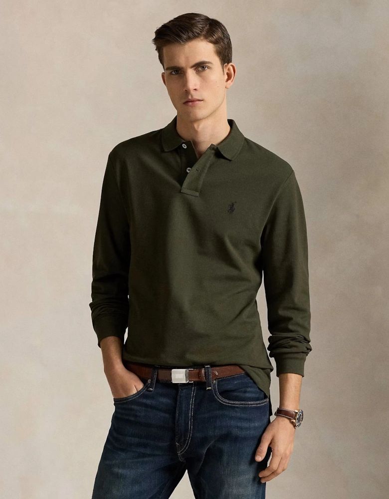 LS Stretch Mesh  Polo Shirt 010 Company Olive
