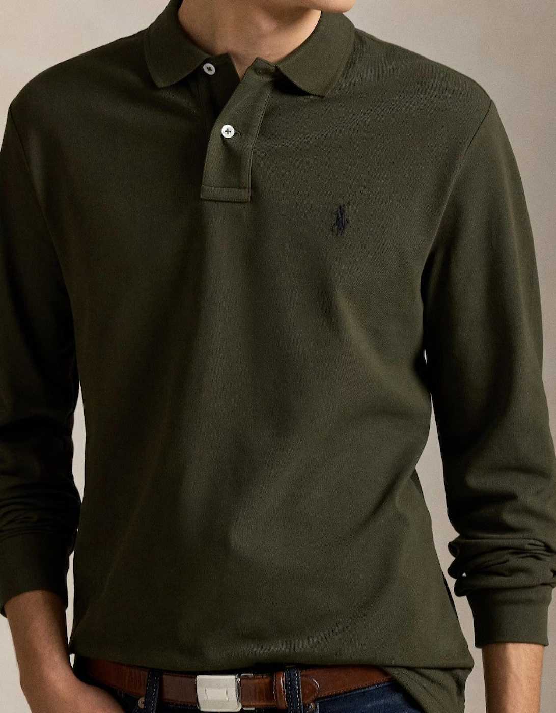 LS Stretch Mesh  Polo Shirt 010 Company Olive