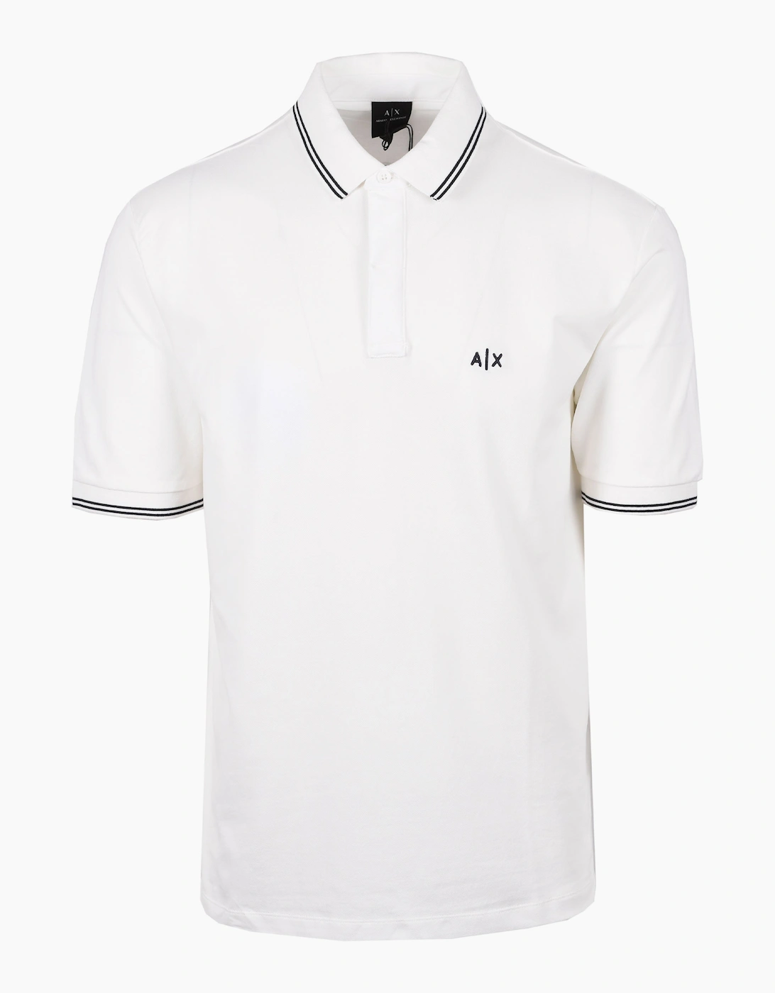 Armani Exchange Men's Cream Tipped Polo Shirt Off White  40 Size L