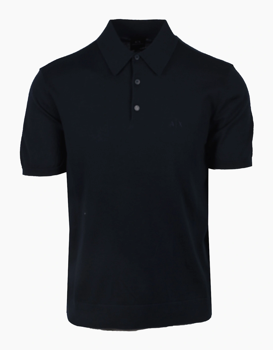 Men's Armani Exchange Knitted Polo Shirt Navy - Size: 40