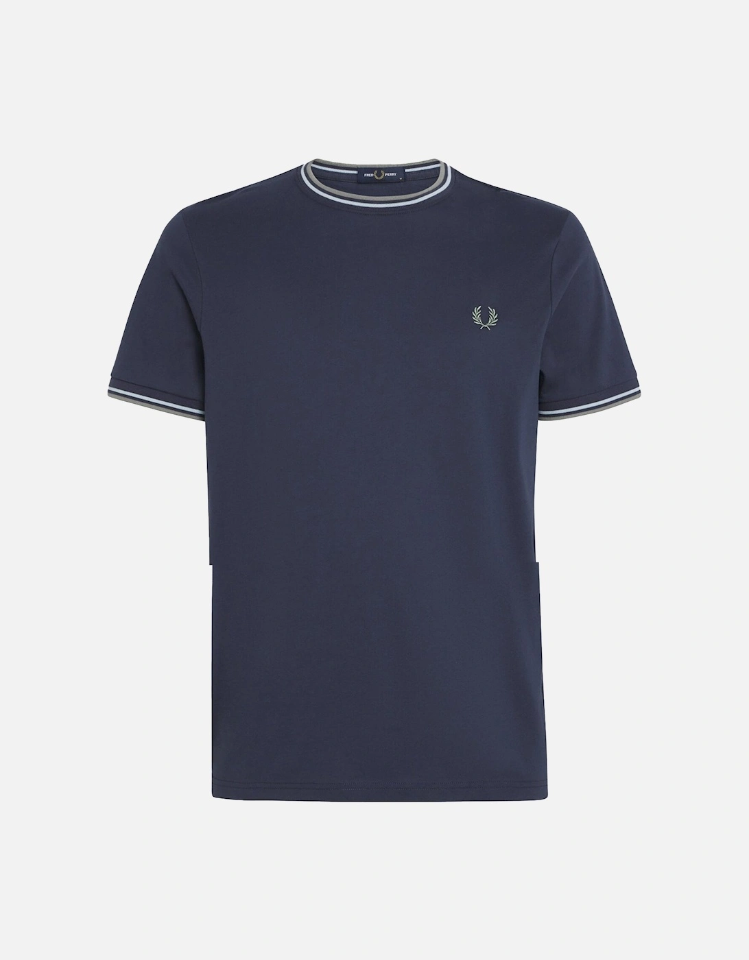 Fred Perry Men's Navy Twin Tipped T-Shirt Drkairf/Lic/Bayl - : 46 3XL