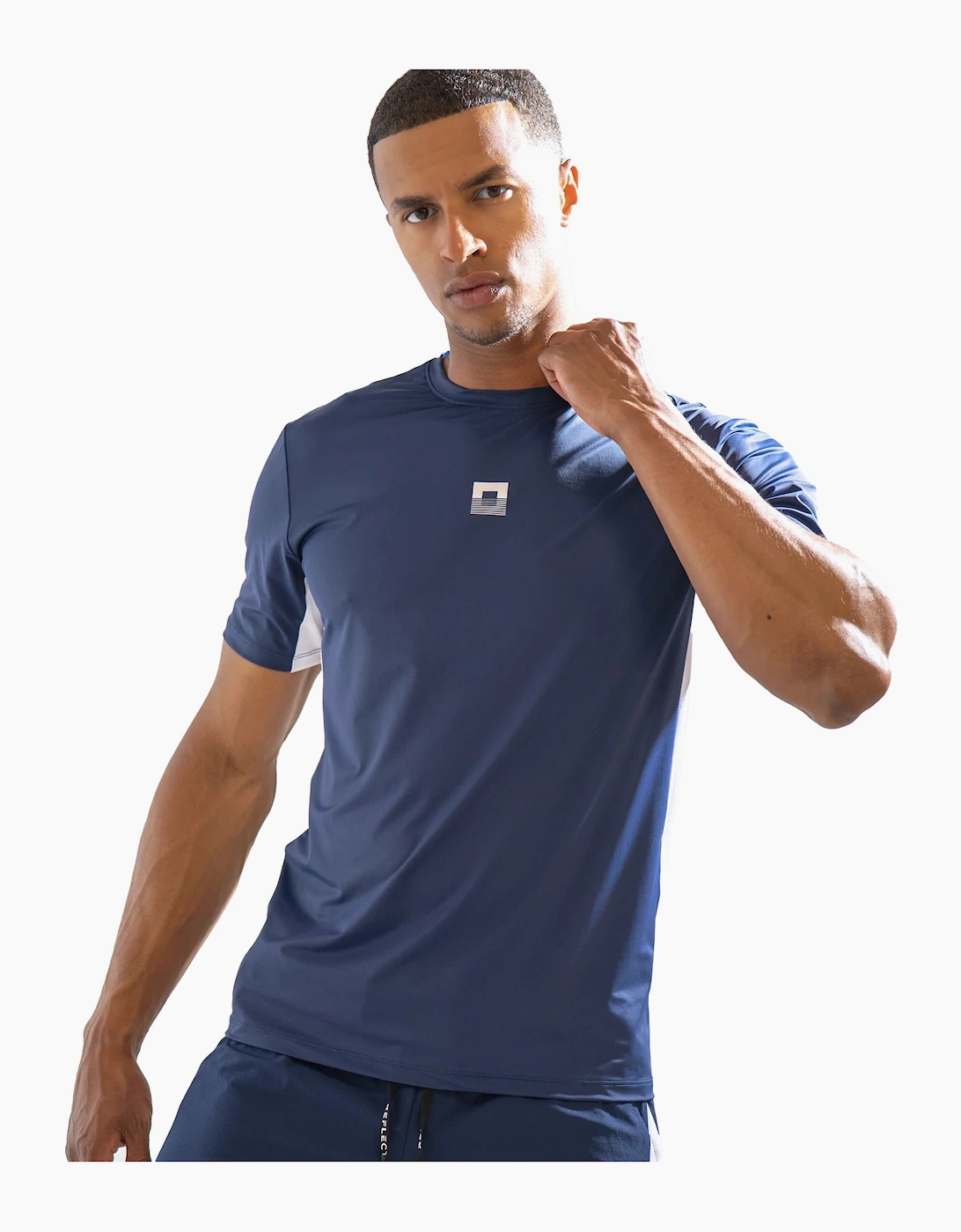 Men's REFLECT Zone Tech T-Shirt Navy Blue/White - Size: 36