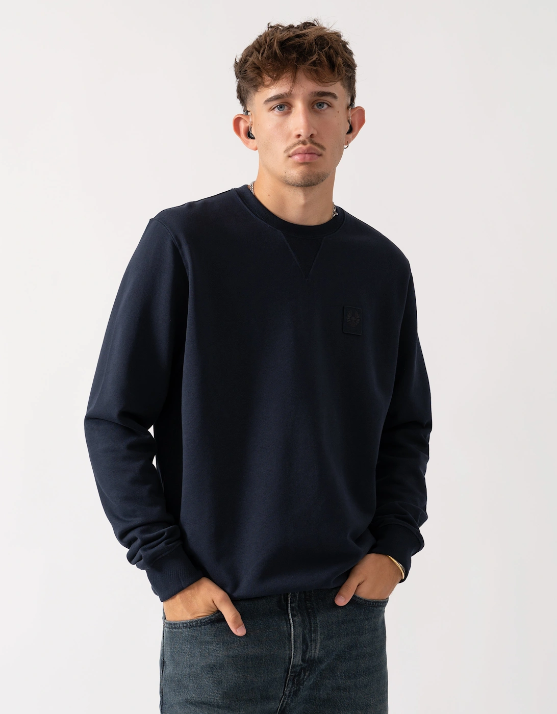 Men's Belstaff Curator Mens Crewneck Sweatshirt - Dark Ink - Navy - Size: M