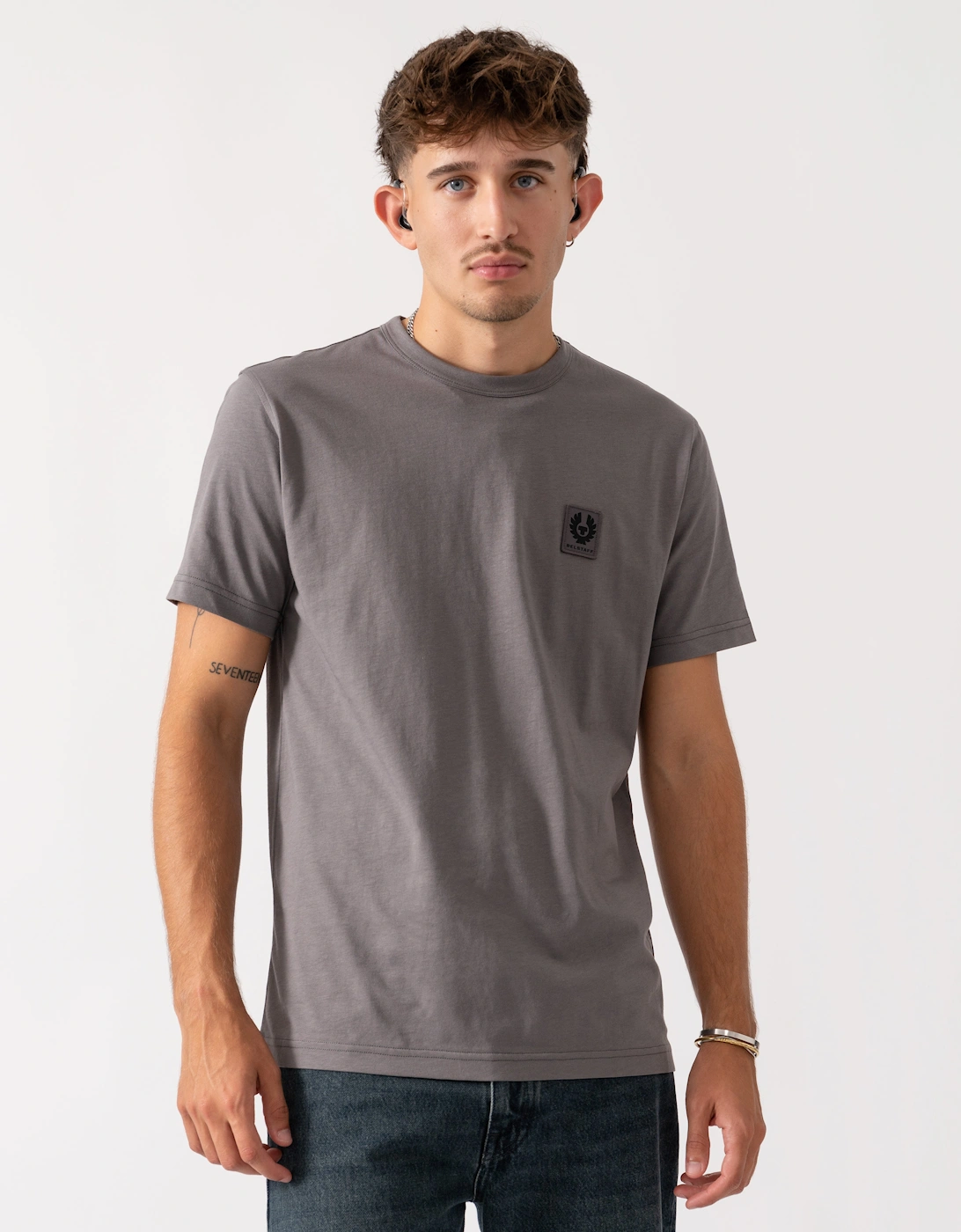 Short Sleeved Mens Logo Patch T-Shirt - Tornado Grey, 5 of 4