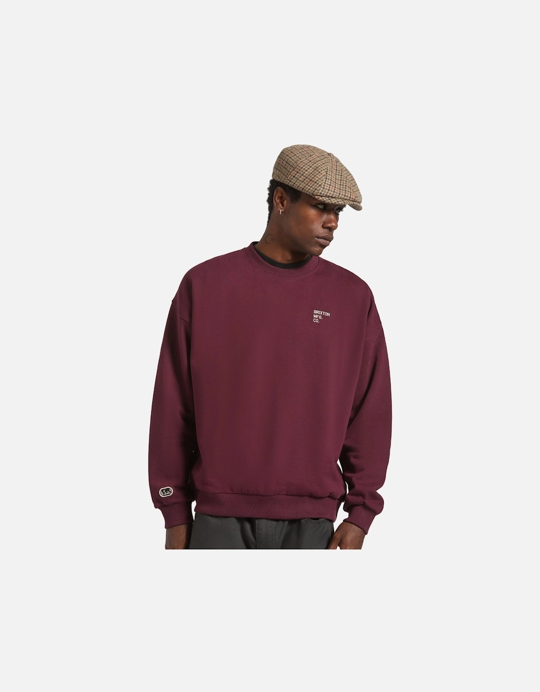 Mens Embroidered Heavyweight Oversized Crew Sweatshirt, 2 of 1