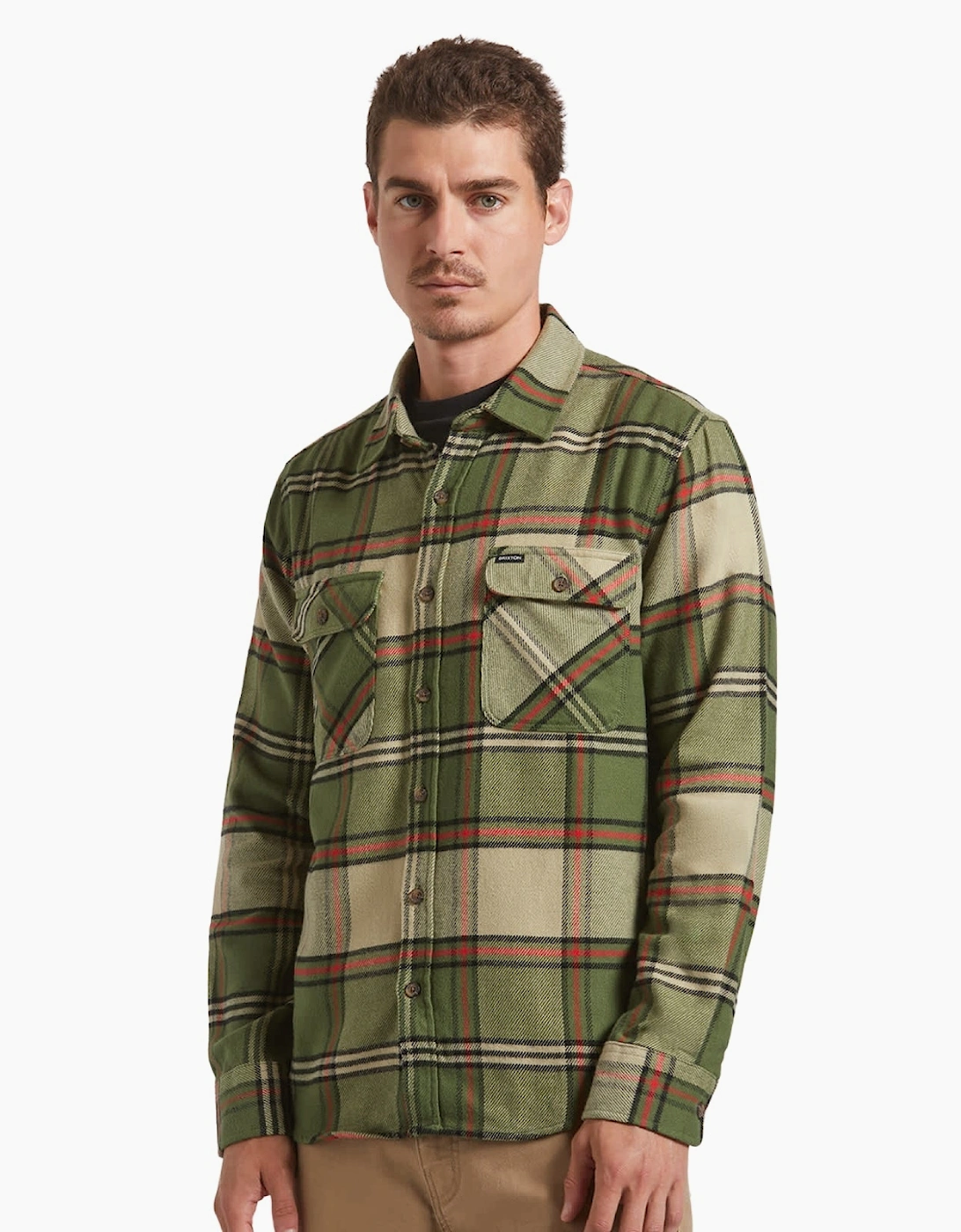 brixton Men's Brixton Mens Bowery Flannel Shacket - Wild Green Elm