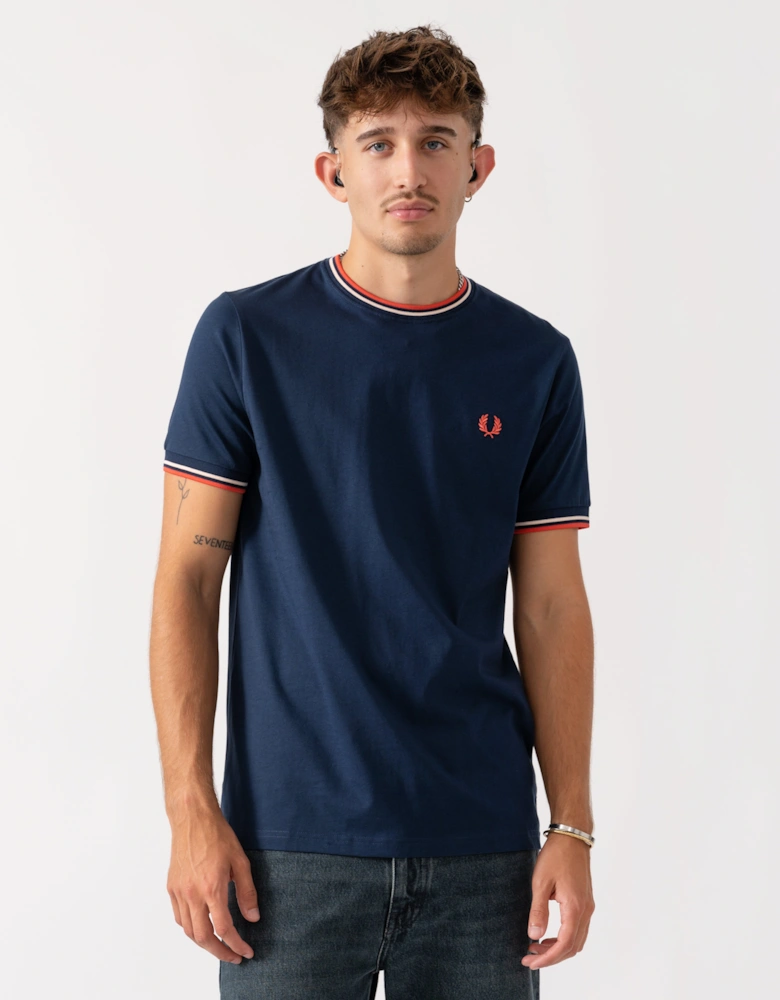 Mens Twin Tipped T-Shirt - Tennis Blue/Silky Peach/Flamingo Tan Z57