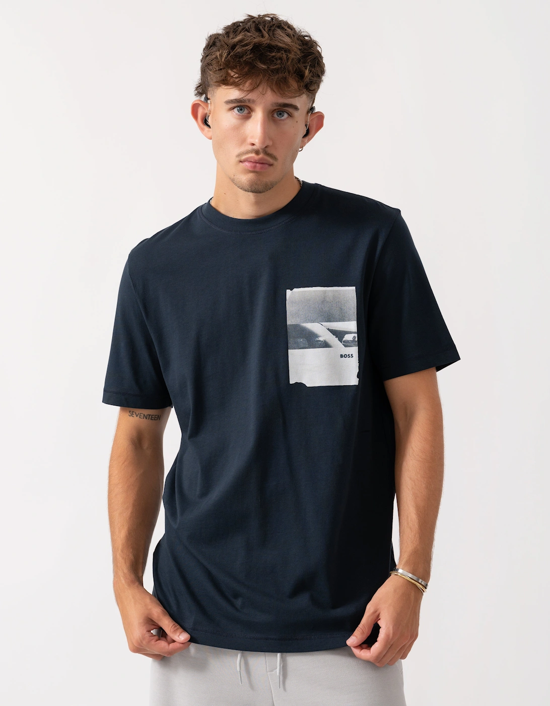 BOSS Orange Te Container Mens Graphic Print T-Shirt - Dark Blue 404, 2 of 1
