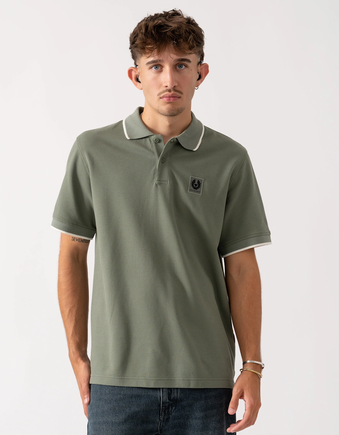 Mens Tipped Polo - Sage Green, 6 of 5