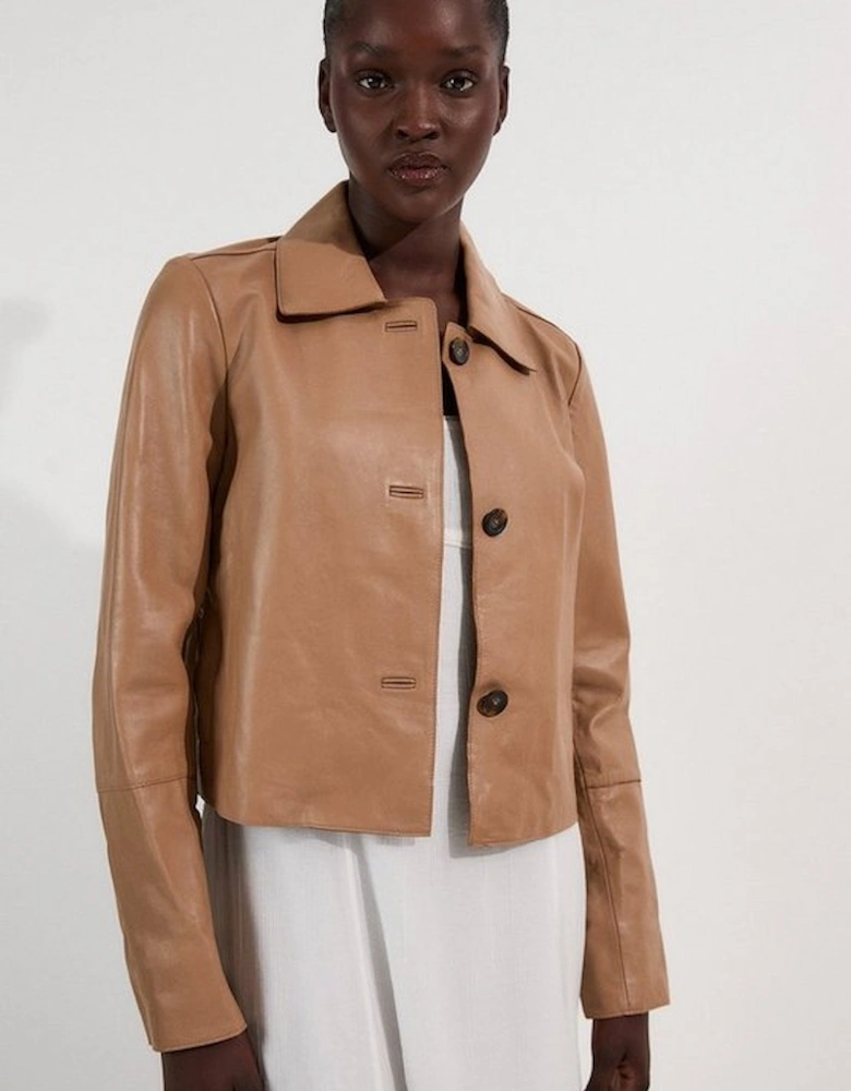 Leather Collared Jacket