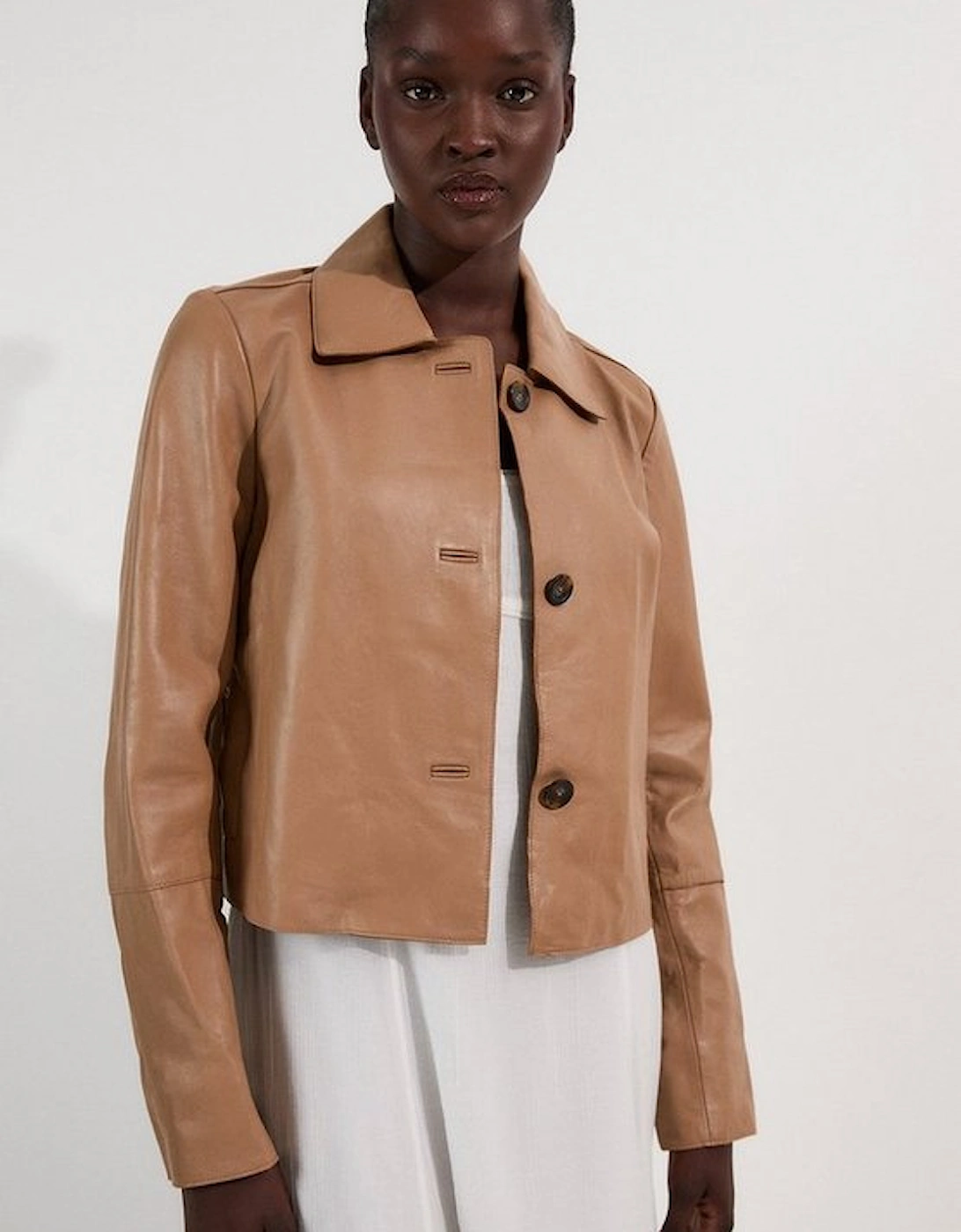 Leather Collared Jacket