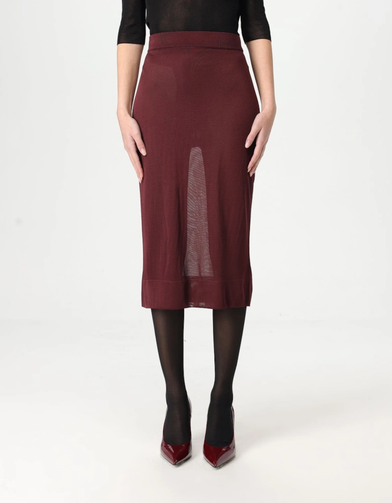 Midi Knit Skirt Slit Detail