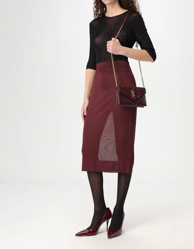 Midi Knit Skirt Slit Detail