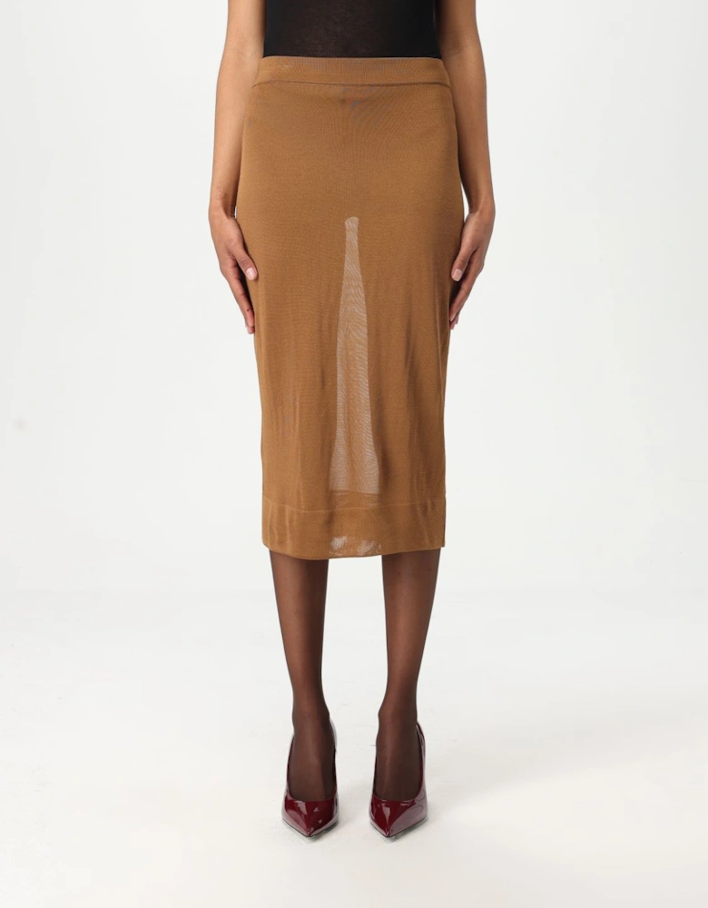 Midi Knit Skirt Slit Detail