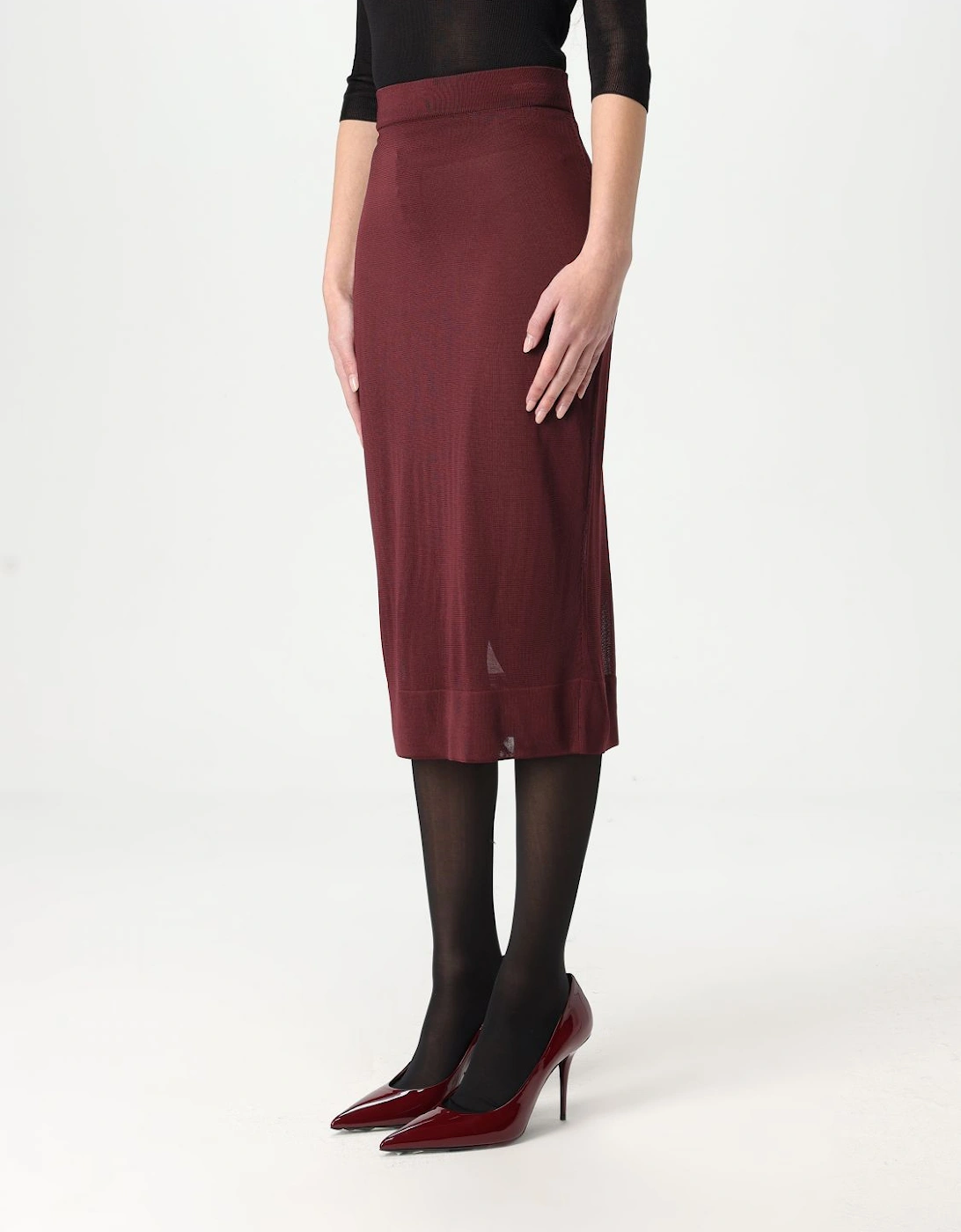 Midi Knit Skirt Slit Detail