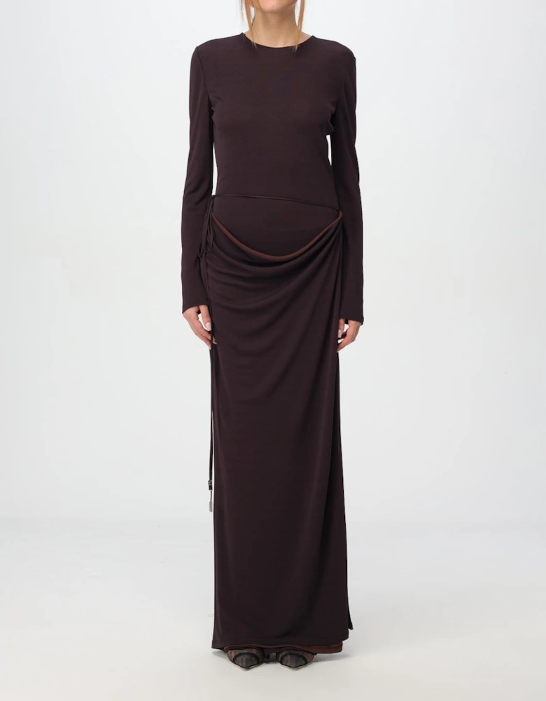 Long Sleeve Draped Maxi Dress