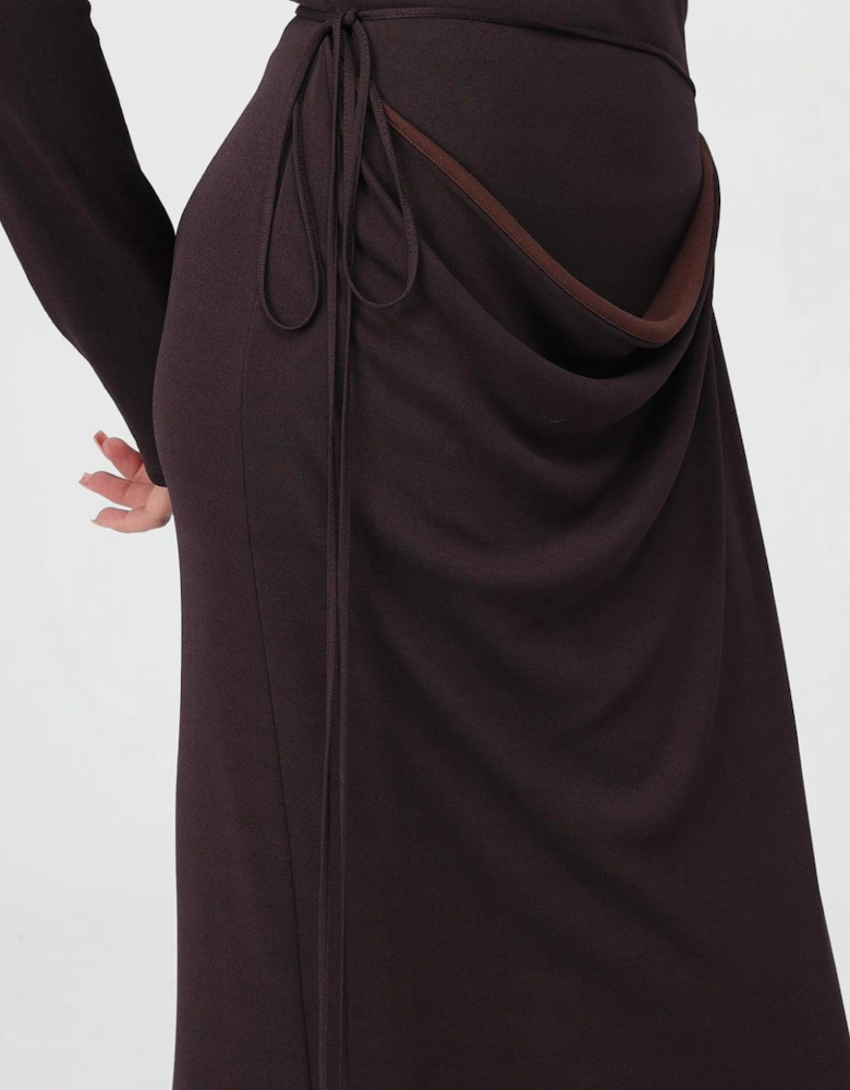 Long Sleeve Draped Maxi Dress