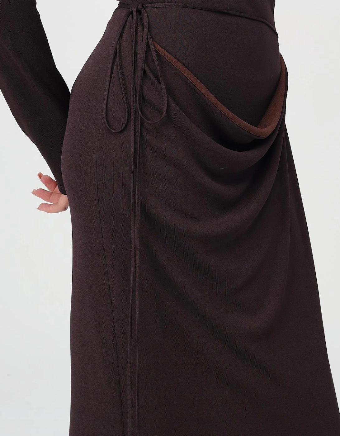 Long Sleeve Draped Maxi Dress
