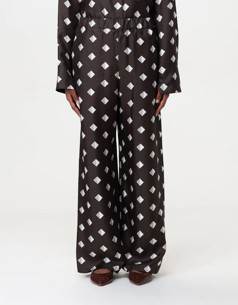Printed Wide Leg Silk Pants