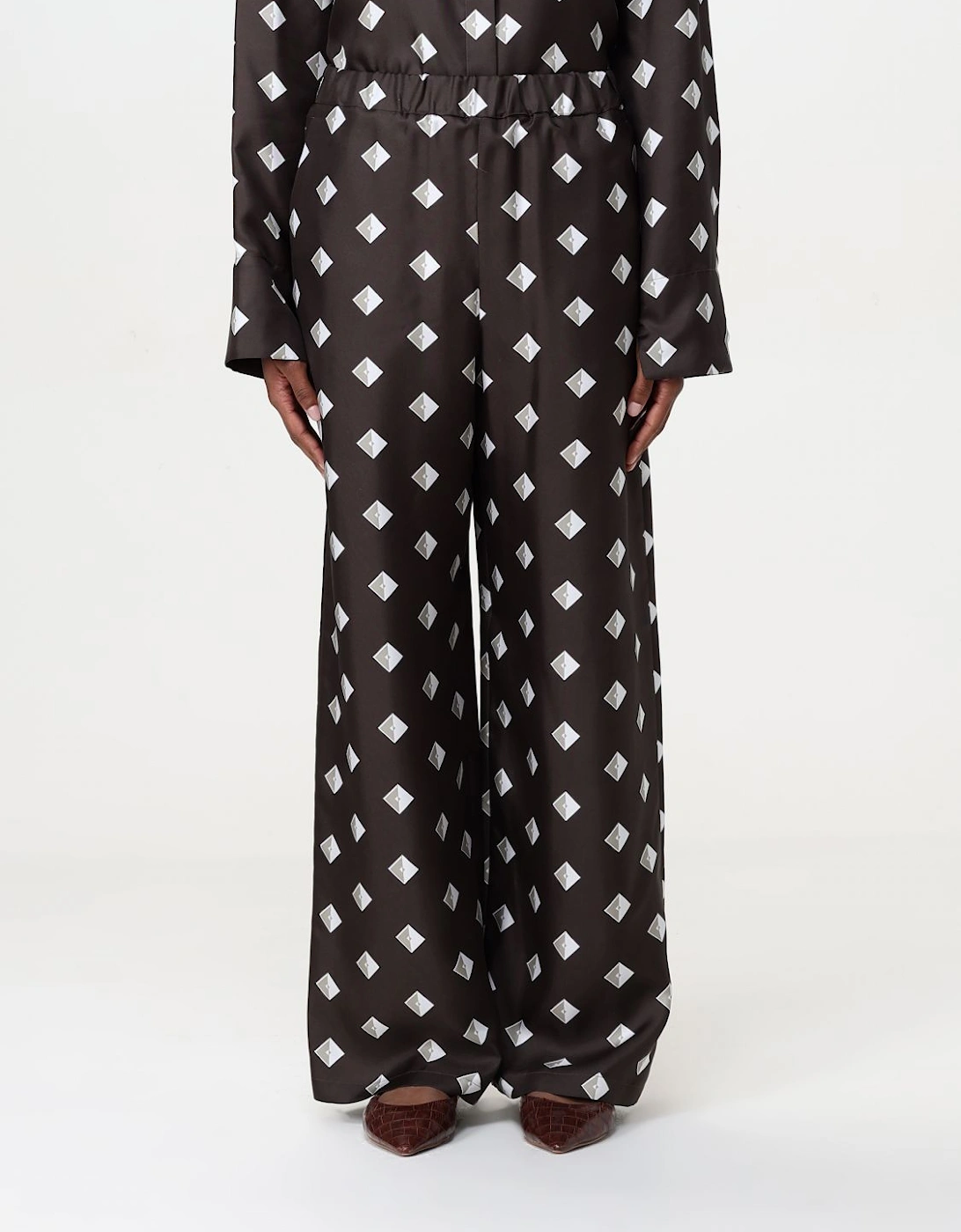 Printed Wide Leg Silk Pants, 6 of 5