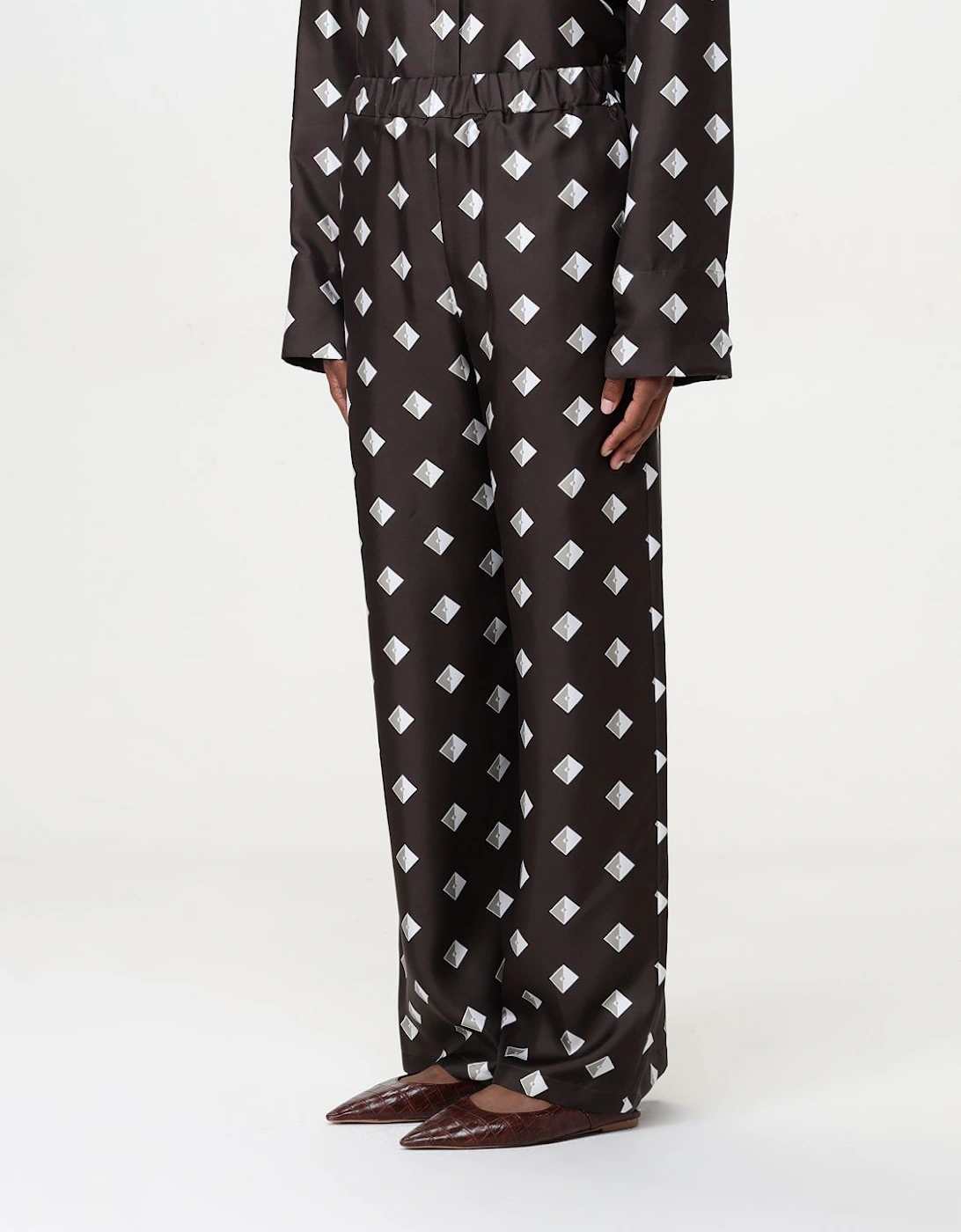 Printed Wide Leg Silk Pants
