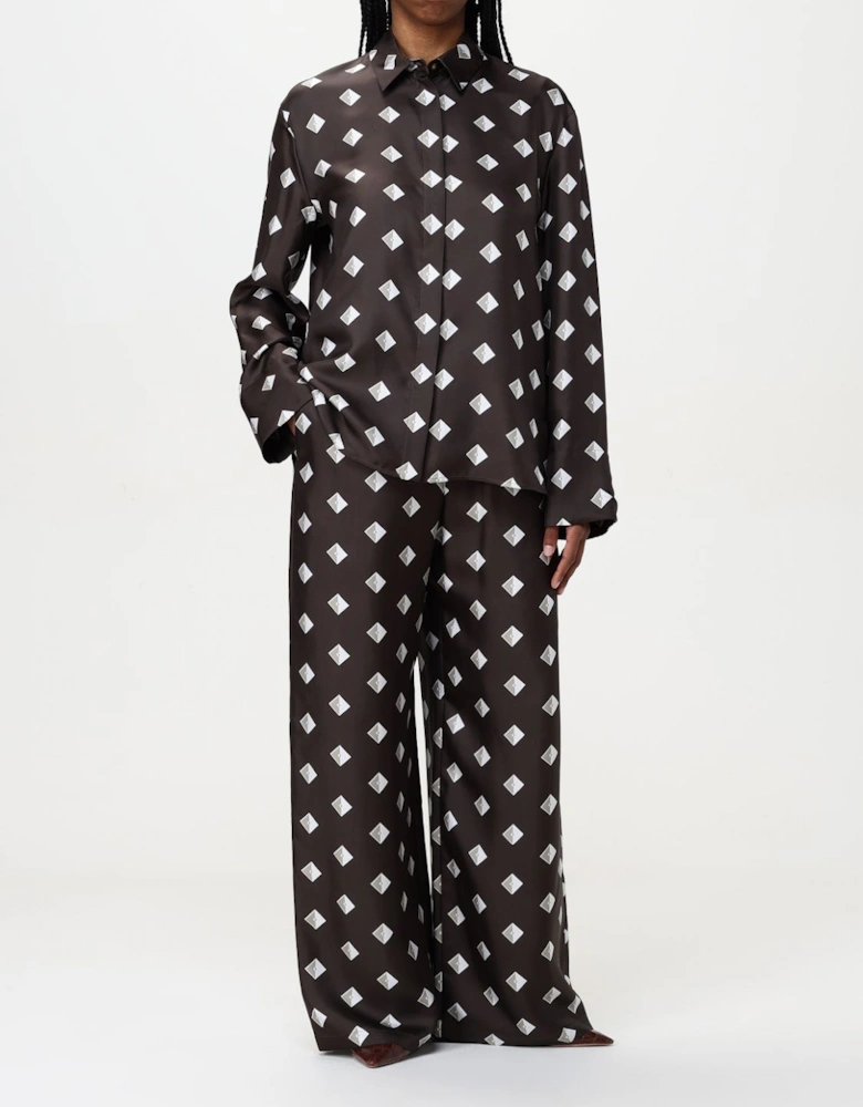 Printed Wide Leg Silk Pants