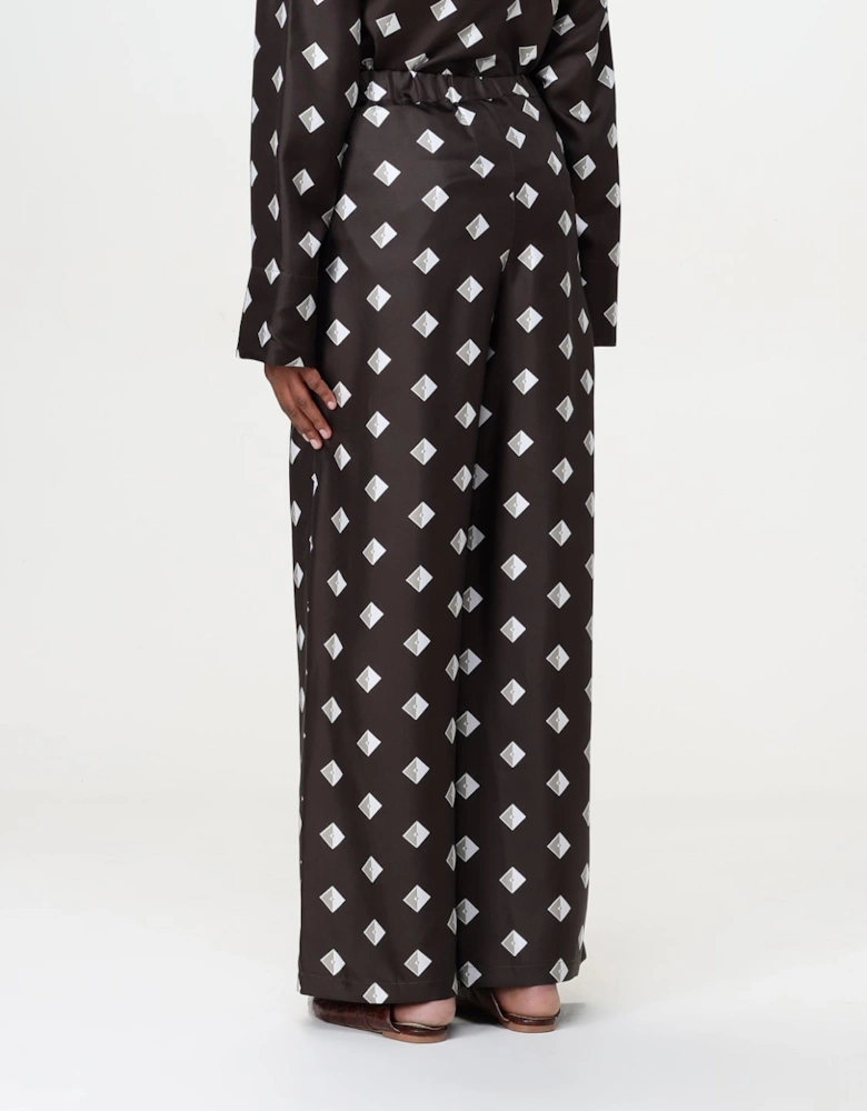 Printed Wide Leg Silk Pants
