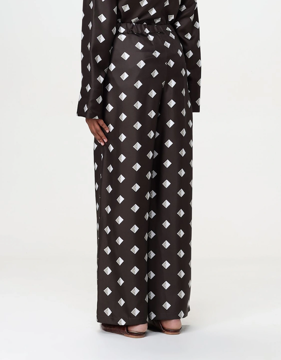 Printed Wide Leg Silk Pants