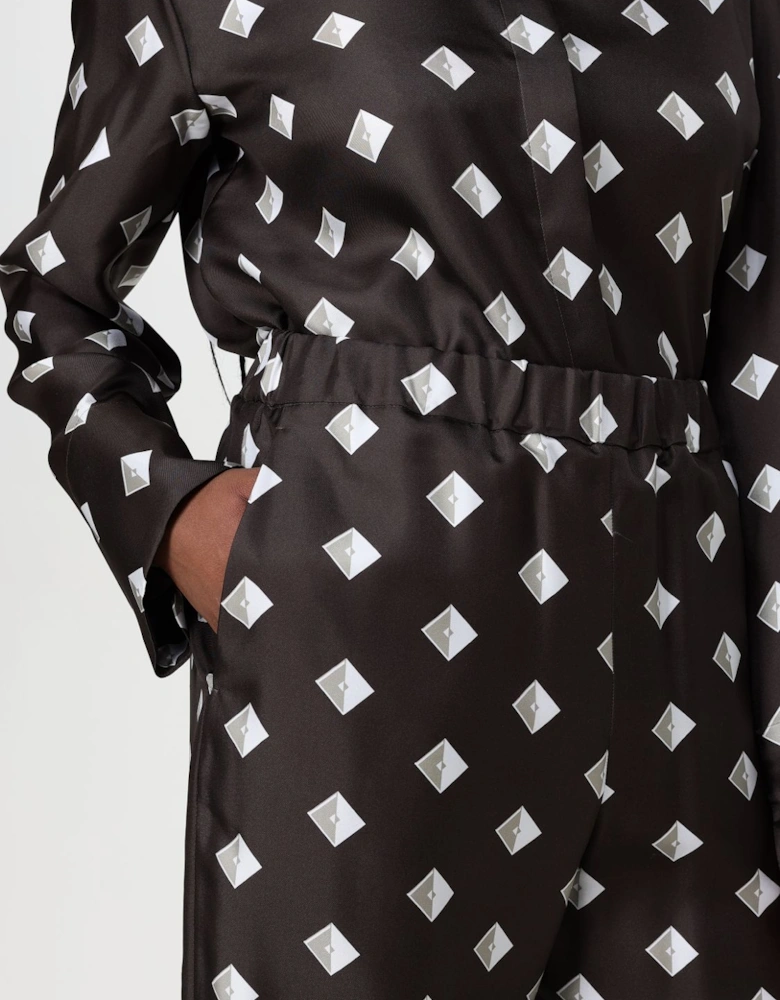 Printed Wide Leg Silk Pants
